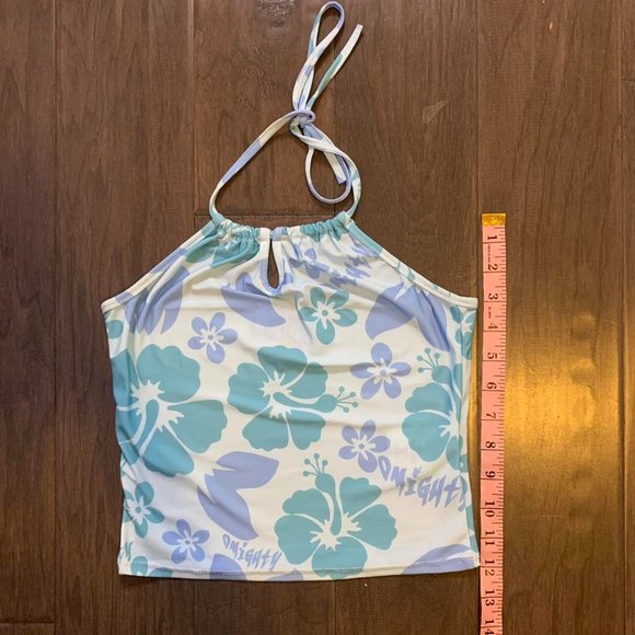 Blue hibiscus pattern OMIGHTY halter top size small - Picture 2 of 4